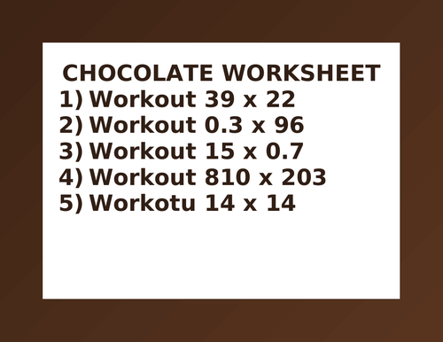 CHOCOLATE WORKSHEET 12