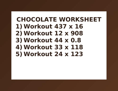 CHOCOLATE WORKSHEET 13