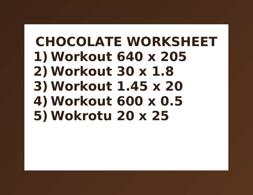 CHOCOLATE WORKSHEET 14