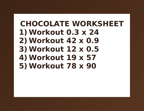 CHOCOLATE WORKSHEET 22