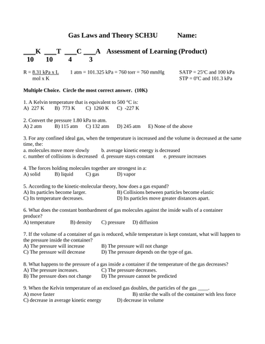 QUIZ COMBINED GAS LAW Quiz Boyle's Law Quiz Charles Law Quiz WITH ANSWERS #10