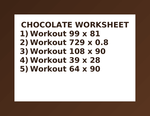 CHOCOLATE WORKSHEET 24