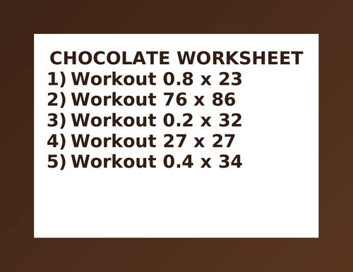 CHOCOLATE WORKSHEET 26