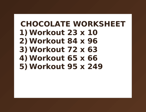 CHOCOLATE WORKSHEET 28