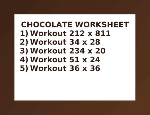 CHOCOLATE WORKSHEET 29