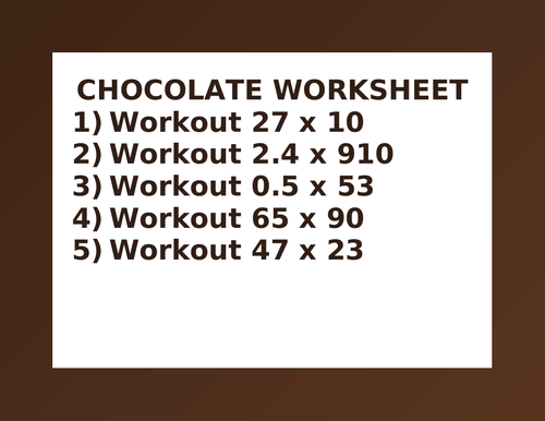 CHOCOLATE WORKSHEET 30