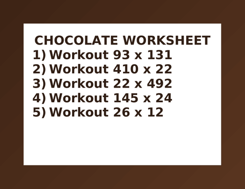 CHOCOLATE WORKSHEET 31