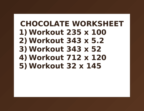 CHOCOLATE WORKSHEET 32