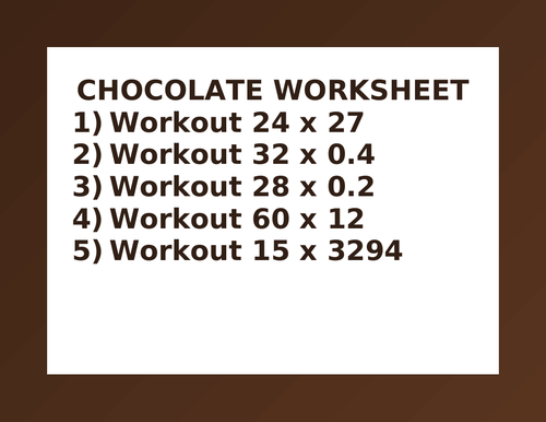 CHOCOLATE WORKSHEET 34