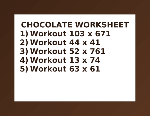 CHOCOLATE WORKSHEET 35