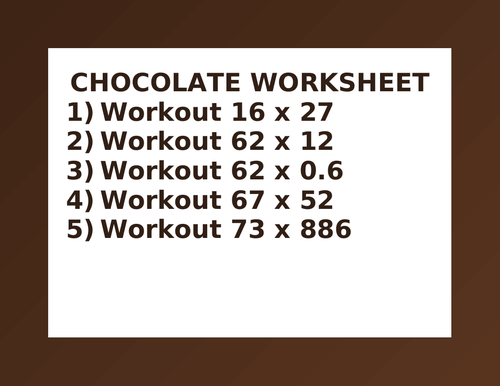 CHOCOLATE WORKSHEET 38