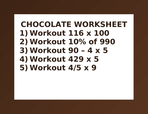 CHOCOLATE WORKSHEET 39