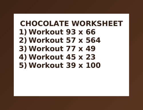 CHOCOLATE WORKSHEET 40