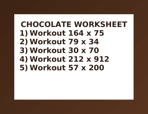 CHOCOLATE WORKSHEET 41