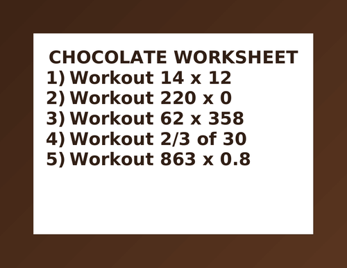 CHOCOLATE WORKSHEET 42