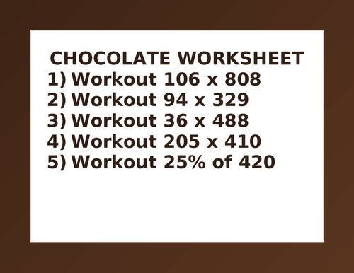 CHOCOLATE WORKSHEET 43