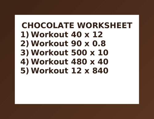 CHOCOLATE WORKSHEET 45