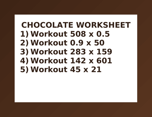 CHOCOLATE WORKSHEET 46