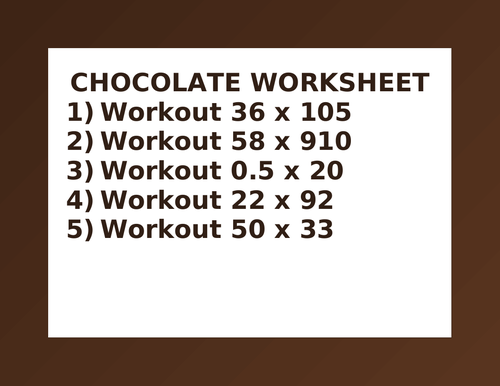 CHOCOLATE WORKSHEET 47