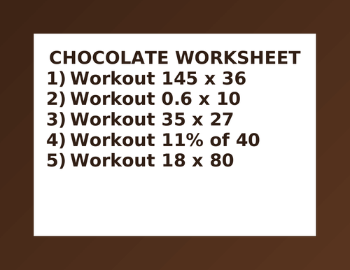 CHOCOLATE WORKSHEET 49