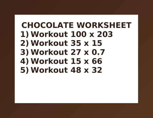 CHOCOLATE WORKSHEET 52