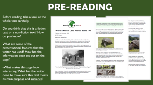 The World's Oldest Land Animal Turns 190 - Reading Comprehension Lesson ...