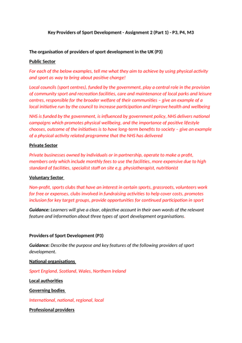 BTEC Level 3 Extended Diploma in Sport: Unit 1 - Sport Development ...