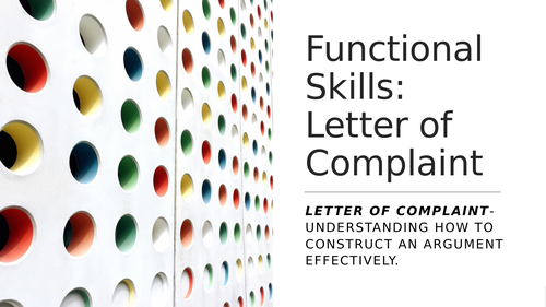 Functional Skills: Letter of complaint