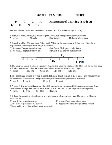 TEST RESULTANT VELOCITY Test Vectors Test Grade 11 Physics Test WITH ANSWERS #12