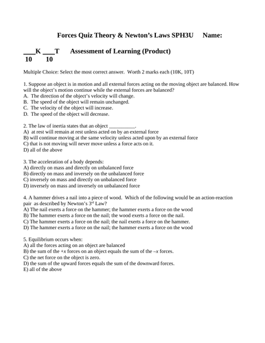 FORCES QUIZ Dynamics Quiz, Newtons Laws Quiz Physics Quiz WITH ANSWERS #11