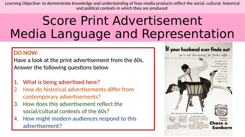 Score Print Advertisement AQA A-level | Teaching Resources