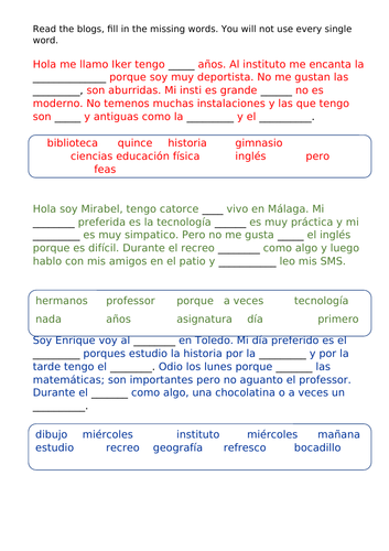 Viva 1 Module 3 Mi Insti Homework | Teaching Resources