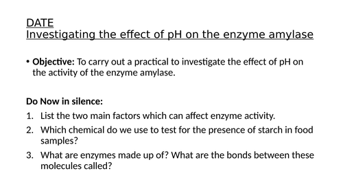 Applied Science BTEC Unit 3: Enzymes | Teaching Resources