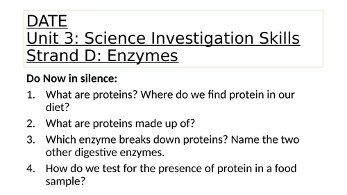 Applied Science BTEC Unit 3: Enzymes | Teaching Resources