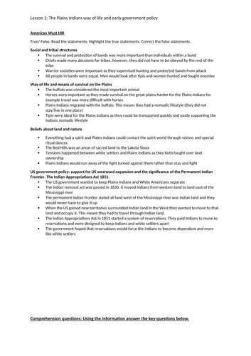 American West Edexcel Complete Revision Lesson 1