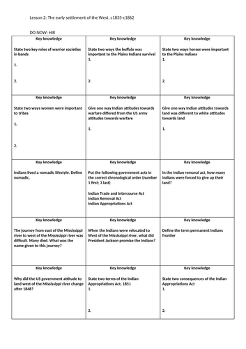 American West Edexcel Complete Revision Lesson 2 