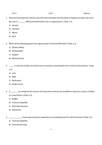 LIBF - Unit 3 - Diploma - MCQ Test 2