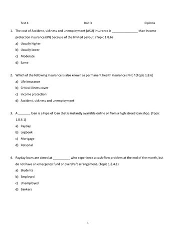 LIBF - Unit 3 - Diploma - MCQ Test 4