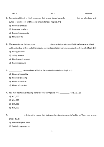 LIBF - Unit 3 - Diploma - MCQ Test 5