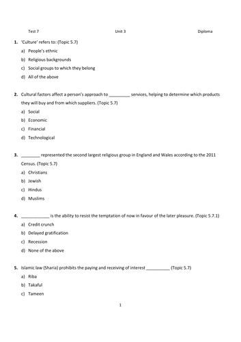 LIBF - Unit 3 - Diploma - MCQ Test 7