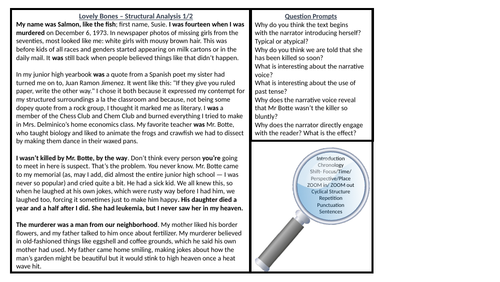 Analysing Structure- The Lovely Bones