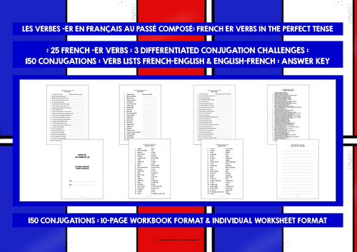 FRENCH ER VERBS PERFECT TENSE CONJUGATION PRACTICE | Teaching Resources