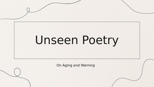 Comparing Poetry-'On Aging' & 'Warning' | Teaching Resources