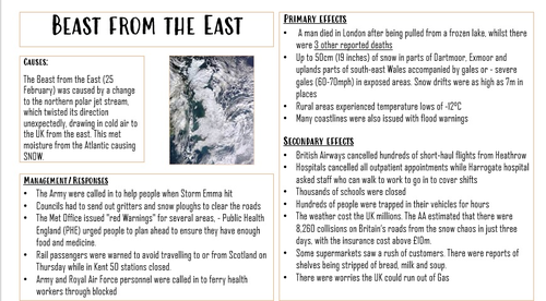 AQA GCSE Geography Paper 1 Case Study Cards | Teaching Resources