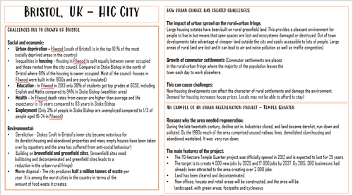 AQA GCSE Geography Paper 2 Case Study Cards | Teaching Resources