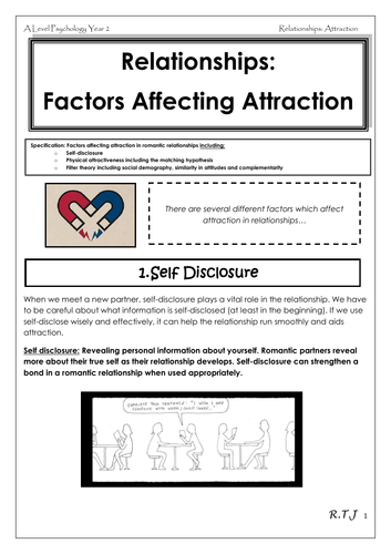 Factors affecting attraction - Year 2 Relationships -  AQA Psychology