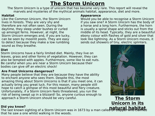 KS2 Non Chronological Report WAGOLL Example | Teaching Resources