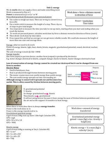 GCSE CCEA Double Award Physics Energy Revision Notes | Teaching Resources