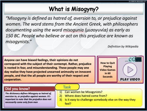 Misogyny In Society Sexism Teaching Resources