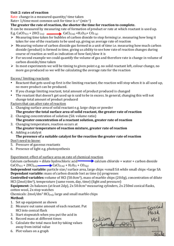GCSE CCEA Double Award Chemistry Rates of Reaction Revision Notes ...